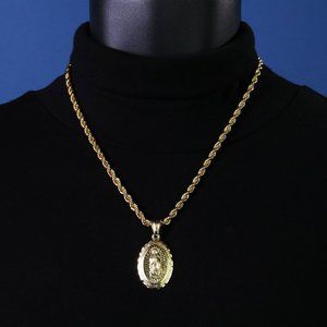 14k Gold Mary Necklace and Pendant